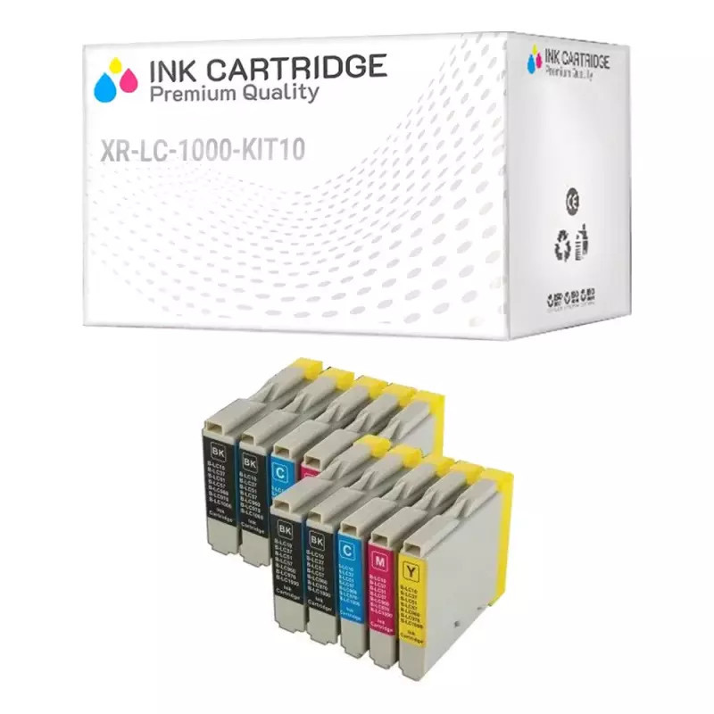 10 Cartucce Brother LC-1000 LC-970 Nero + Colore Compatibili KIT 10 10 Cartucce Brother LC-1000 LC-970 Nero + Colore Compatibili KIT 10