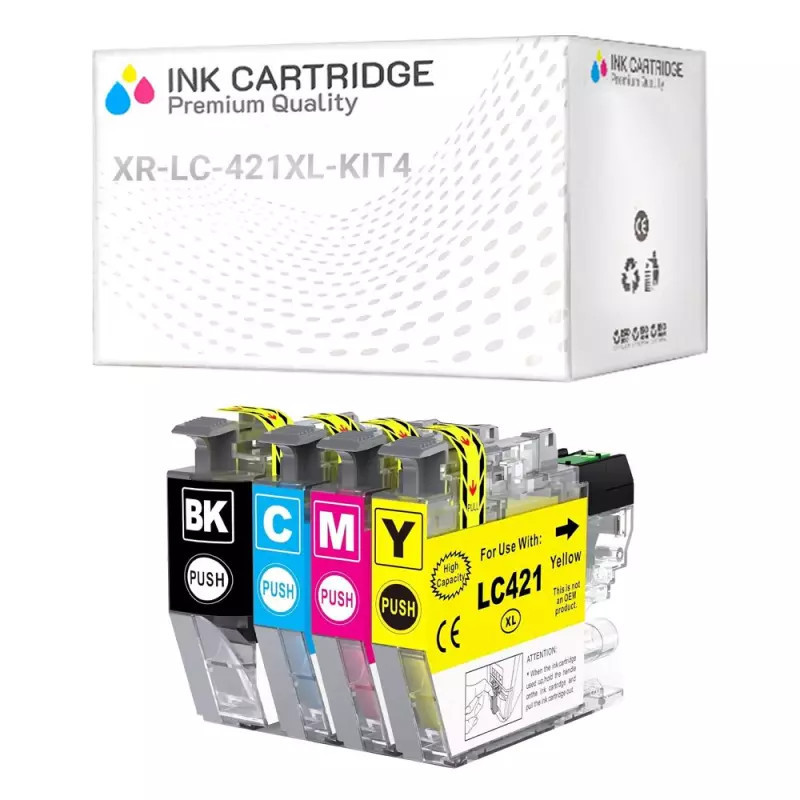 4 Cartucce Brother LC-421XL Nero + Colore Compatibile KIT 4 4 Cartucce Brother LC-421XL Nero + Colore Compatibile KIT 4