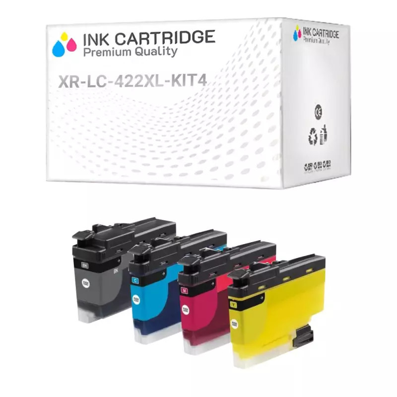 4 Cartucce Brother LC-422XL Nero + Colore Compatibile KIT 4 4 Cartucce Brother LC-422XL Nero + Colore Compatibile KIT 4