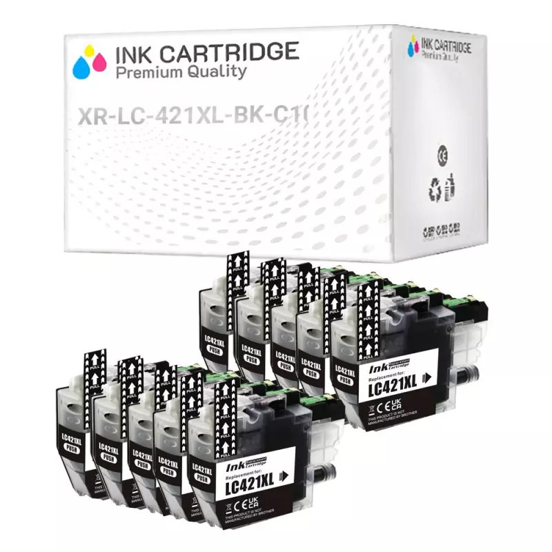 Cartucce Brother LC-421XL-BK Nero Compatibile KIT 10 Cartucce Brother LC-421XL-BK Nero Compatibile KIT 10