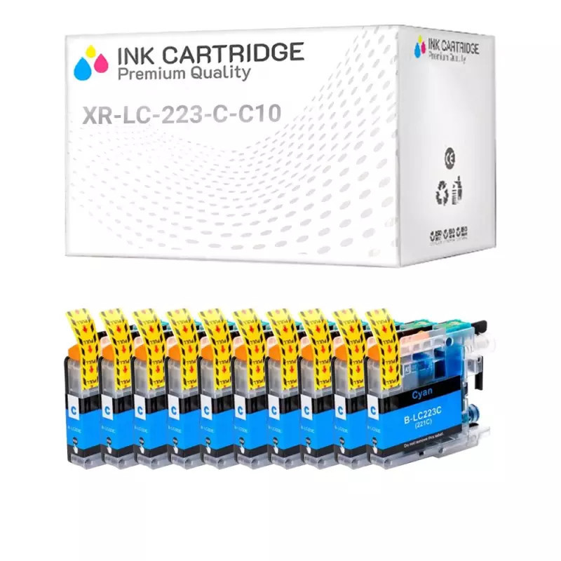 Cartucce Brother LC223C LC-223-C Ciano Compatibile KIT 10 Cartucce Brother LC223C LC-223-C Ciano Compatibile KIT 10