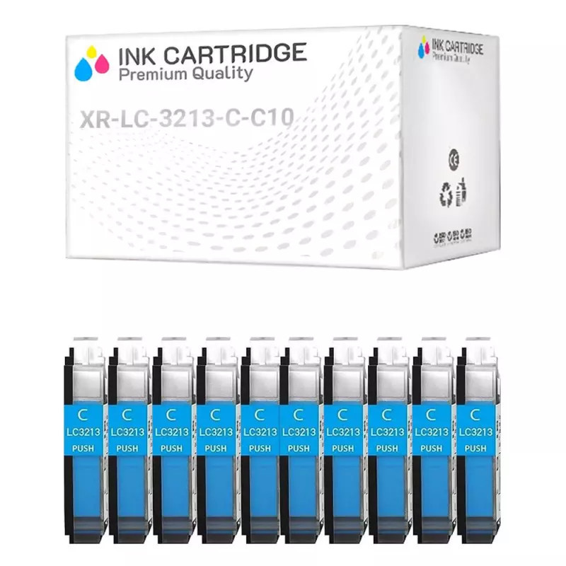 Cartucce Brother LC3213C Ciano Compatibile KIT 10 Cartucce Brother LC3213C Ciano Compatibile KIT 10