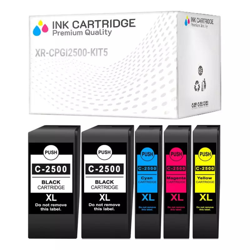 5 Cartucce Canon PGI-2500 9290B004 Nero + Colore Compatibile KIT 5 5 Cartucce Canon PGI-2500 9290B004 Nero + Colore Compatibile KIT 5