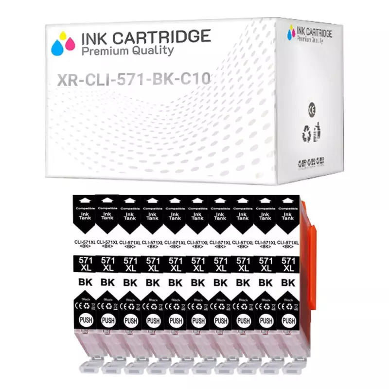 Cartucce Canon CLI-571BK 0385C001 Nero Fotografico Compatibile KIT 10 Cartucce Canon CLI-571BK 0385C001 Nero Fotografico Compatibile KIT 10