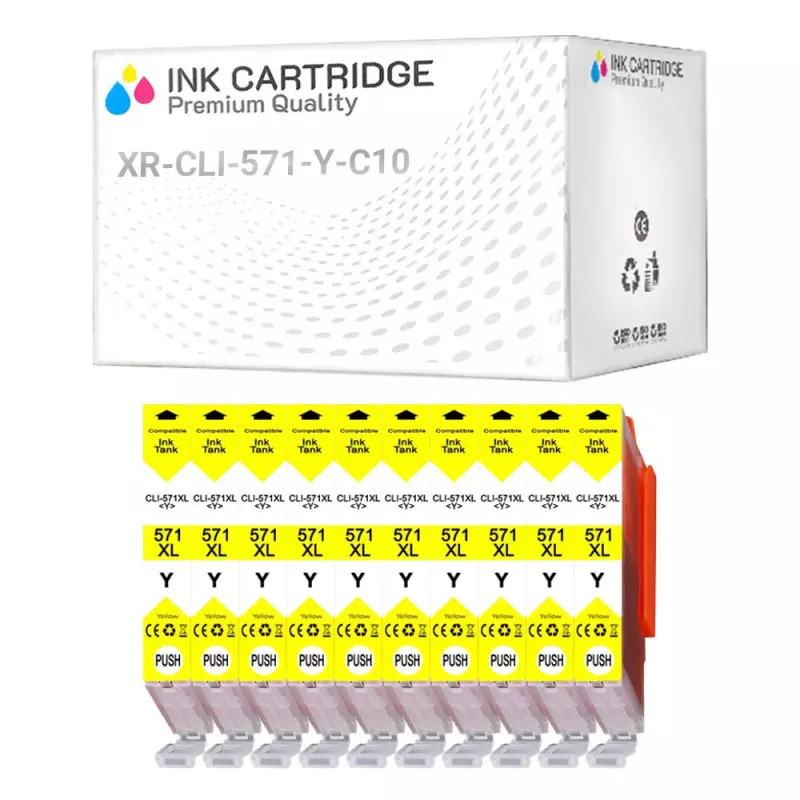 Cartucce Canon CLI-571Y 0388C001 Giallo Compatibile KIT 10 Cartucce Canon CLI-571Y 0388C001 Giallo Compatibile KIT 10