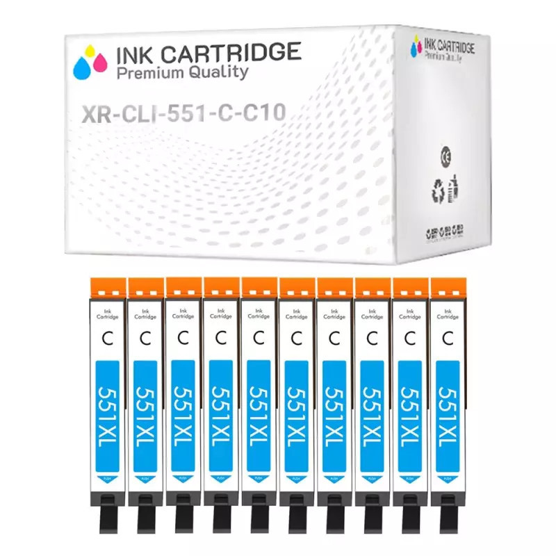 Cartucce Canon CLI551-C 6509B001 Ciano Compatibile KIT 10 Cartucce Canon CLI551-C 6509B001 Ciano Compatibile KIT 10