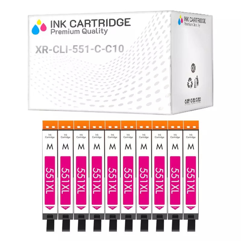 Cartucce Canon CLI551-M 6510B001 Magenta Compatibile KIT 10 Cartucce Canon CLI551-M 6510B001 Magenta Compatibile KIT 10