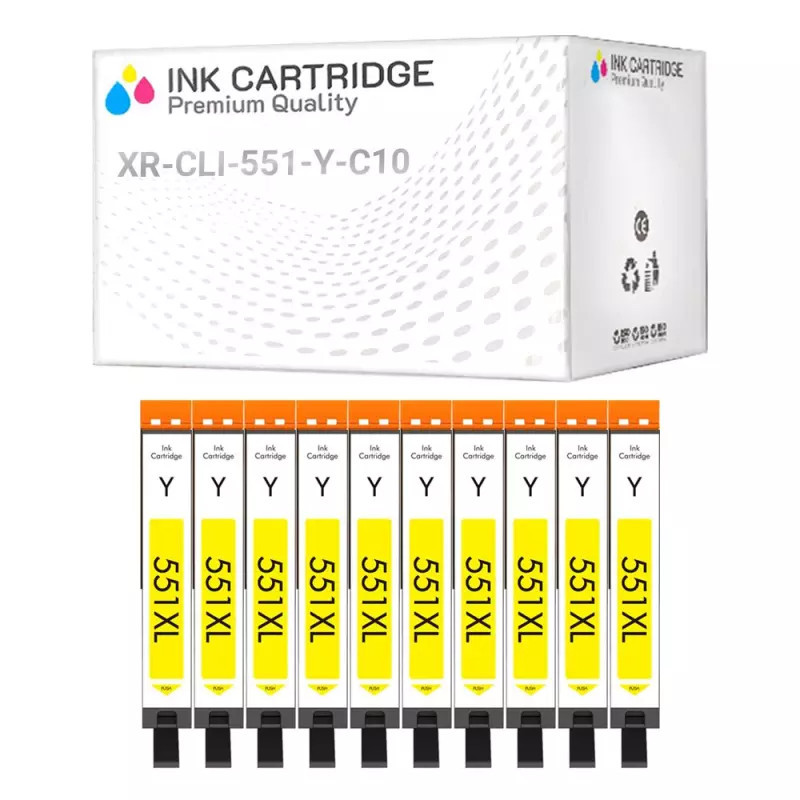 Cartucce Canon CLI551-Y 6511B001 Giallo Compatibile KIT 10 Cartucce Canon CLI551-Y 6511B001 Giallo Compatibile KIT 10