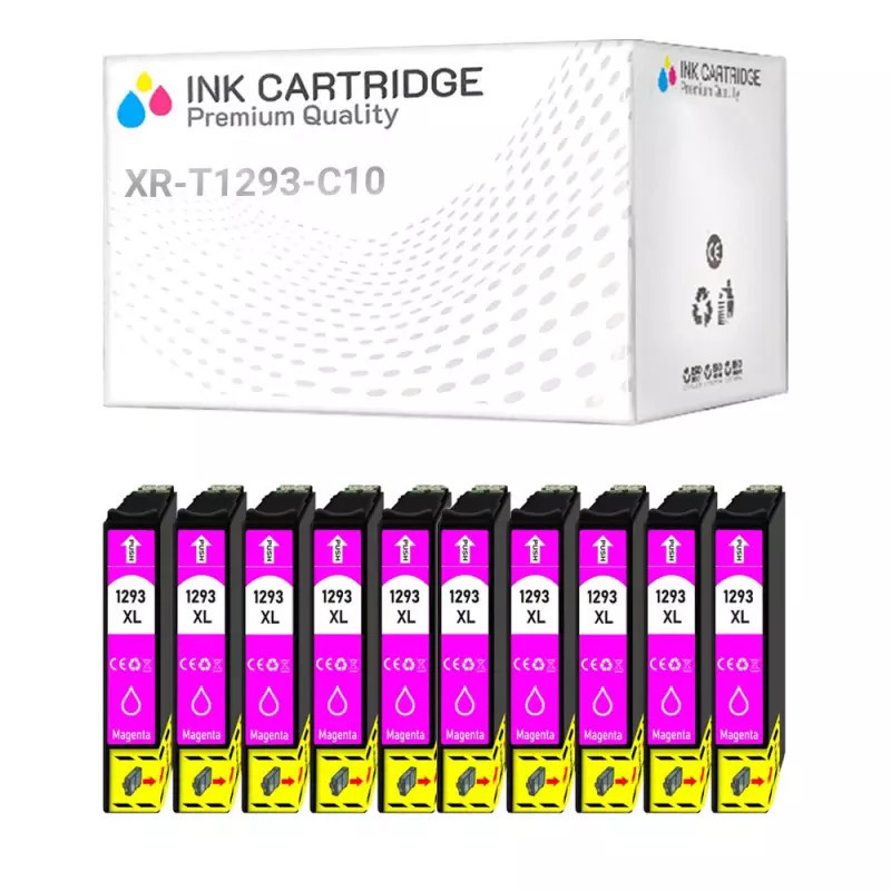 Cartucce Epson T1293 C13T12934010 Magenta Compatibile KIT 10 Cartucce Epson T1293 C13T12934010 Magenta Compatibile KIT 10