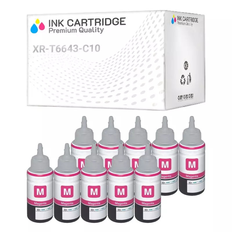 Flacone d'Inchiostro Epson EcoTank T6643 C13T664340 Magenta Compatibile