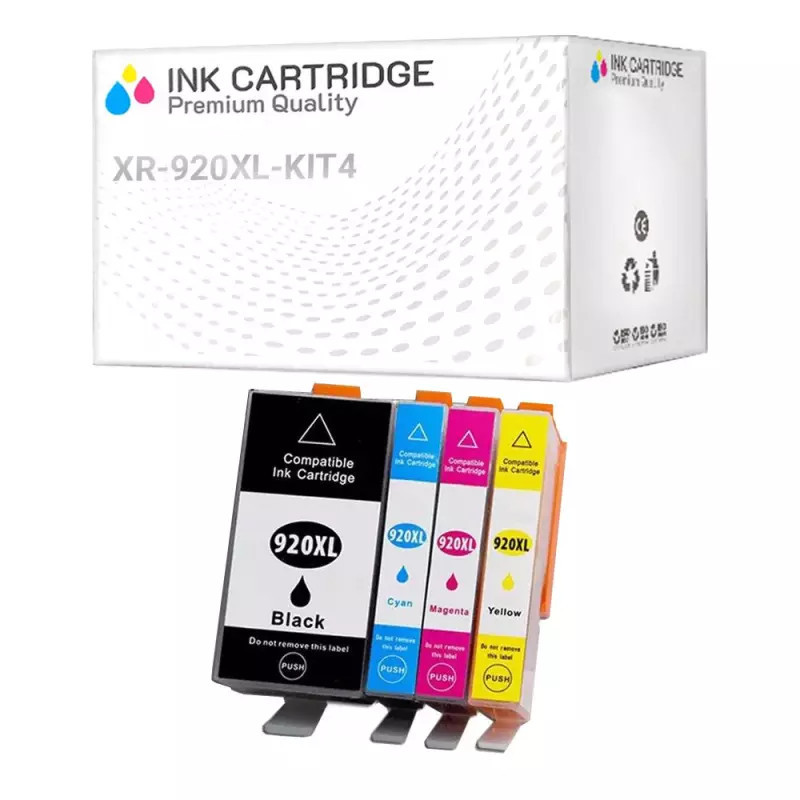 4 Cartucce HP 920 XL Nero + Colore Compatibili KIT 4 4 Cartucce HP 920 XL Nero + Colore Compatibili KIT 4
